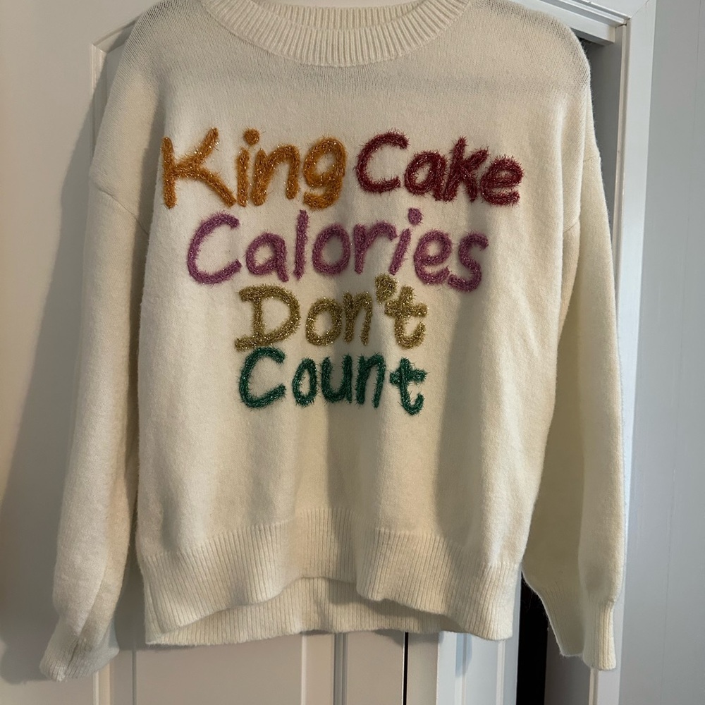 Mardi Gras Sweater “King Cake Calories Don’t Count”